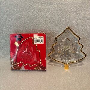 Mikasa Japan Yuletide Crystal Sweet Dish Christmas Tree With Gold Trim